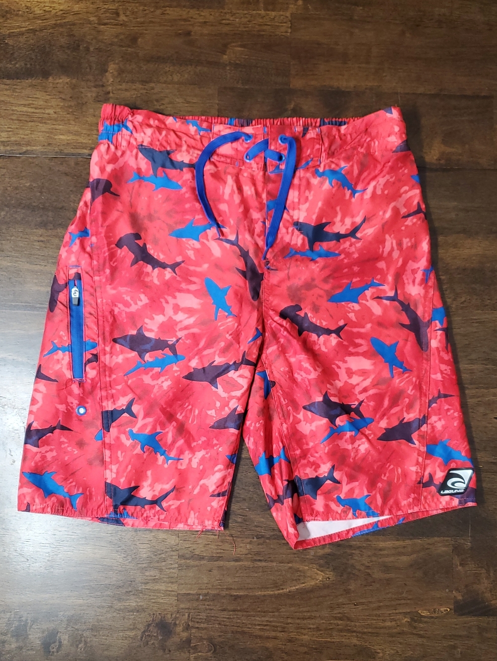 Laguna Boys Red Shark Swim Shorts Trunks Size Large